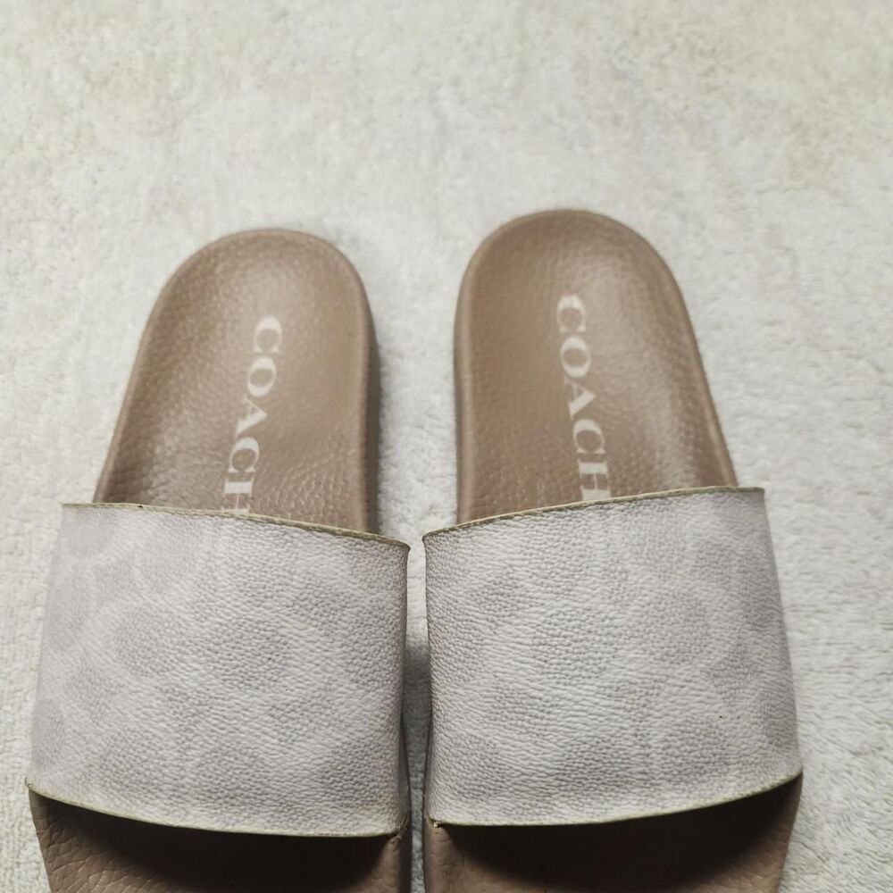 Coach Women's White and Cream Slides